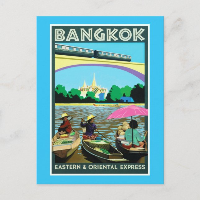 Bangkok, Thailand Vintage Travel Print Postkarte (Vorderseite)