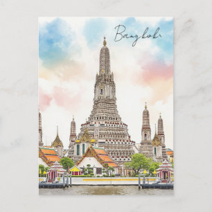 Bangkok Thailand Wat Arun Watercolor Postkarte