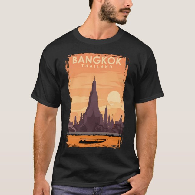 Bangkok Travel Poster Art Print T-Shirt (Vorderseite)