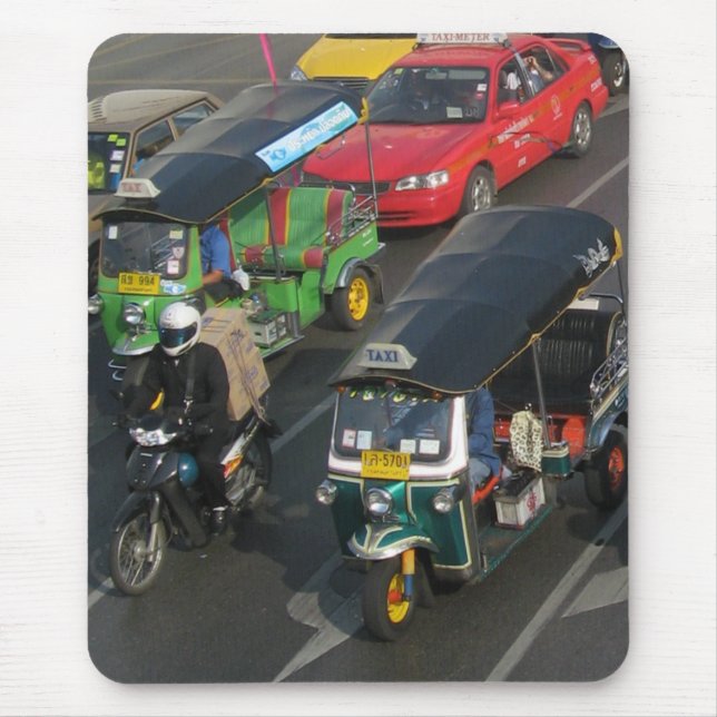 Bangkok Verkehr ... Tuk Tuk Racing Mousepad (Vorne)