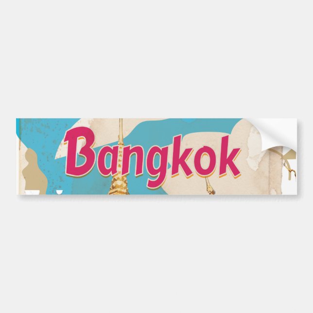 Bangkok Vintage Travel Poster Autoaufkleber (Vorne)