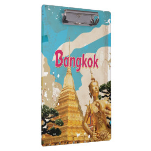 Bangkok Vintage Travel Poster Klemmbrett