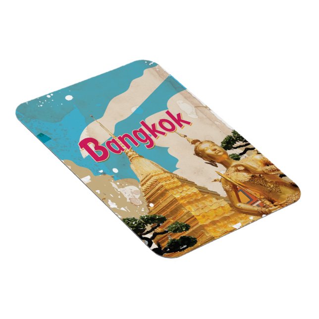 Bangkok Vintage Travel Poster Magnet (Rechte Seite)