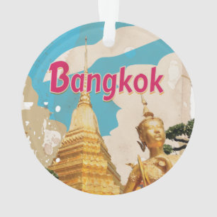 Bangkok Vintage Travel Poster Ornament