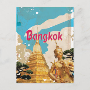 Bangkok Vintage Travel Poster Postkarte