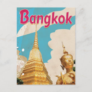Bangkok Vintage Travel Poster Postkarte