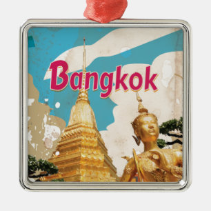 Bangkok Vintage Travel Poster Silbernes Ornament