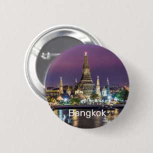 Bangkok Wat Arun Sunset BKK Thailand Souvenir Button