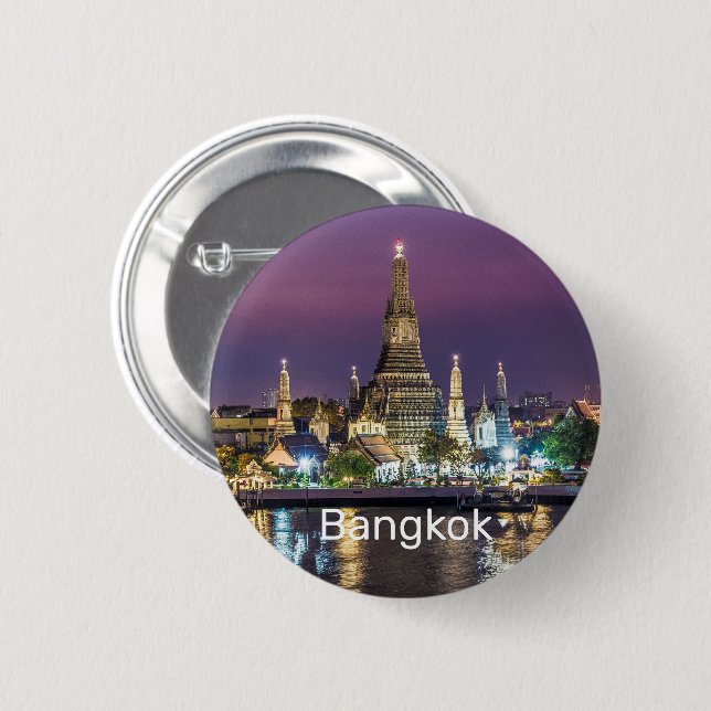 Bangkok Wat Arun Sunset BKK Thailand Souvenir Button (Vorne & Hinten)