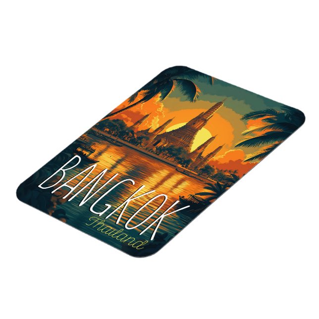 Bangkok, Wat Arun Temple Retro Travel Magnet (Linke Seite)