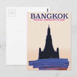 Bangkok Wat Poh Travel Poster Postkarte