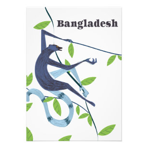 Bangladesch-Affe Vintage-Urlaubsposter Fotodruck