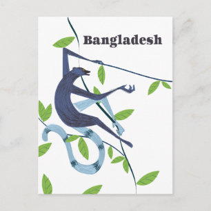 Bangladesch-Affe Vintage-Urlaubsposter Postkarte