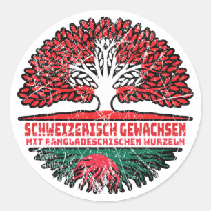 Bangladesch Bangladeschisch Schweizer Schweiz Baum Runder Aufkleber