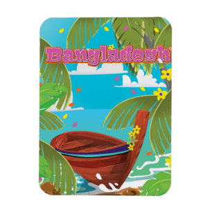 Bangladesch Cartoon-Reiseplakat-Druck. Magnet
