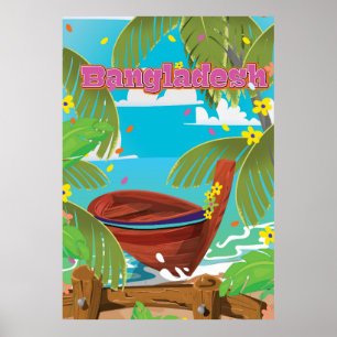 Bangladesch Cartoon-Reiseplakat-Druck. Poster