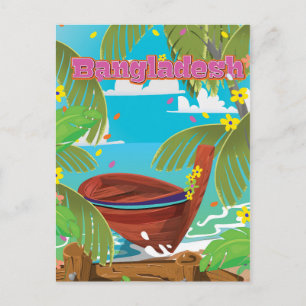 Bangladesch Cartoon-Reiseplakat-Druck. Postkarte