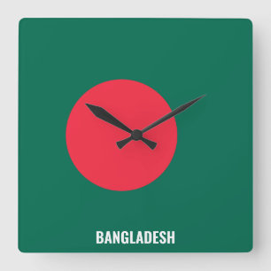 Bangladesch Flag Dazzling Patriotic Quadratische Wanduhr