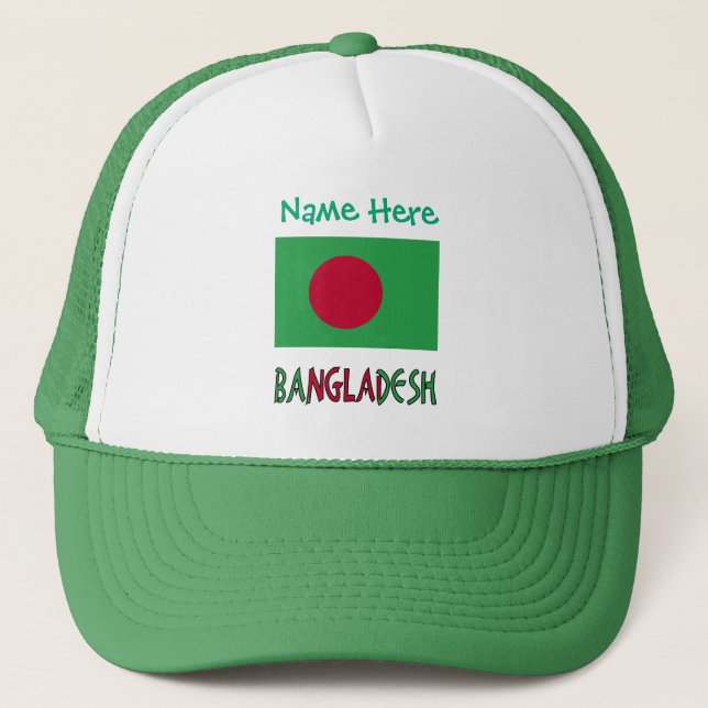 Bangladesch Flag Green Personalisiert Truckerkappe (Vorderseite)