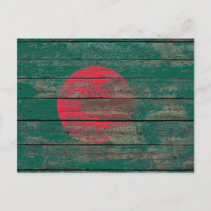 Bangladesch-Flagge auf dem Einfluss von Rohholzpla Postkarte