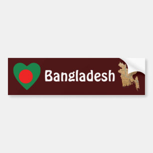 Bangladesch-Flagge Herz + Karte Aufkleber Autoaufkleber