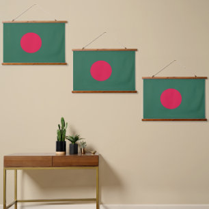 Bangladesch-Flagge Wandteppich Mit Holzrahmen