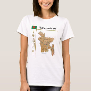 Bangladesch-Karte + Flagge + Titel T-Shirt