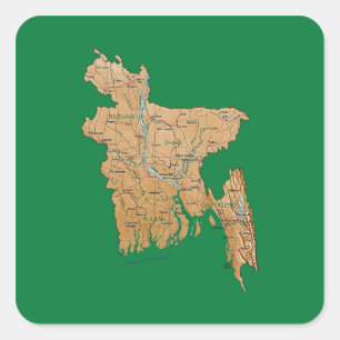Bangladesch-Karten-Aufkleber Quadratischer Aufkleber