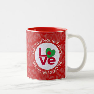 Bangladeschische Flagge Herz LIEBE Rot Personalisi Zweifarbige Tasse