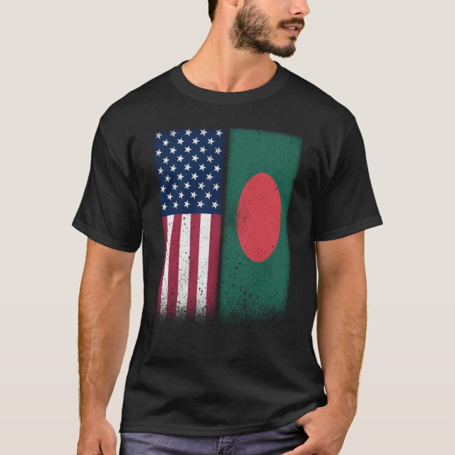 Bangladesh Bangladesch American Flags Proud USA T-Shirt (Vorderseite)