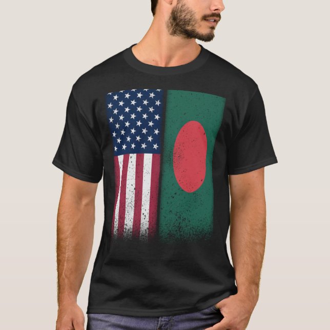 Bangladesh Bangladesch American Flags Proud USA T-Shirt (Vorderseite)