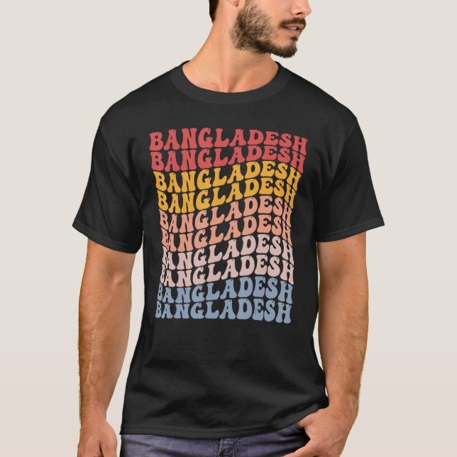 Bangladesh Groovy Retro Bangladeshi T-Shirt (Vorderseite)