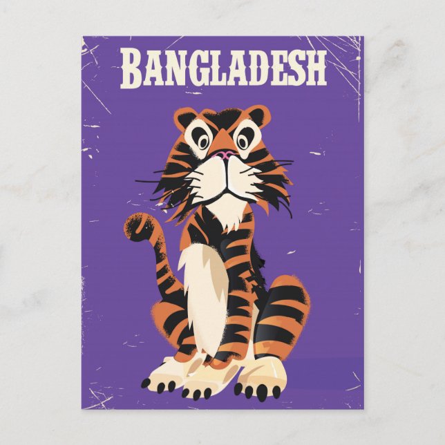Bangladesh Vintage Reiseplakat Cartoon Postkarte (Vorderseite)