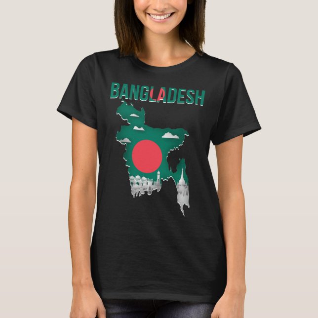 Bangladeshi  Bangladesh Country Map Flag T-Shirt (Vorderseite)