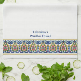 Bangladeshi Colorful Border White Customized Wudhu Geschirrtuch