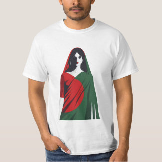 Bangladeshi Woman in Saree – Flag Color T-shirt