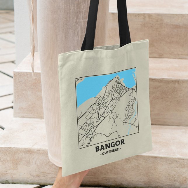 Bangor, Gwynedd City Map Tote Bag Tragetasche (Von Creator hochgeladen)