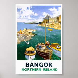Bangor Irland Vintage Reiseposter Restauriert Poster