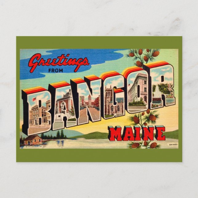 Bangor Maine Greetings Postcard Postkarte (Vorderseite)