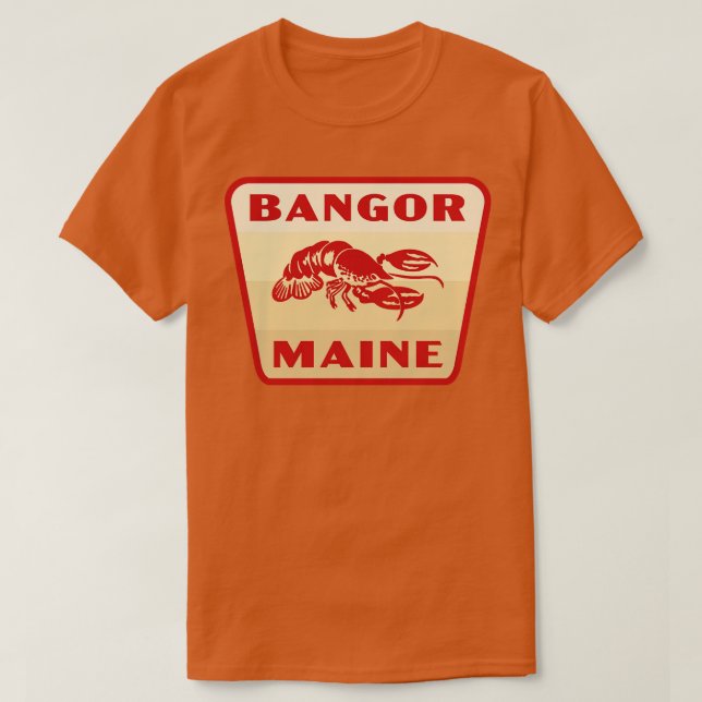 Bangor Maine Retro Abzeichen Tan T-Shirt (Design vorne)