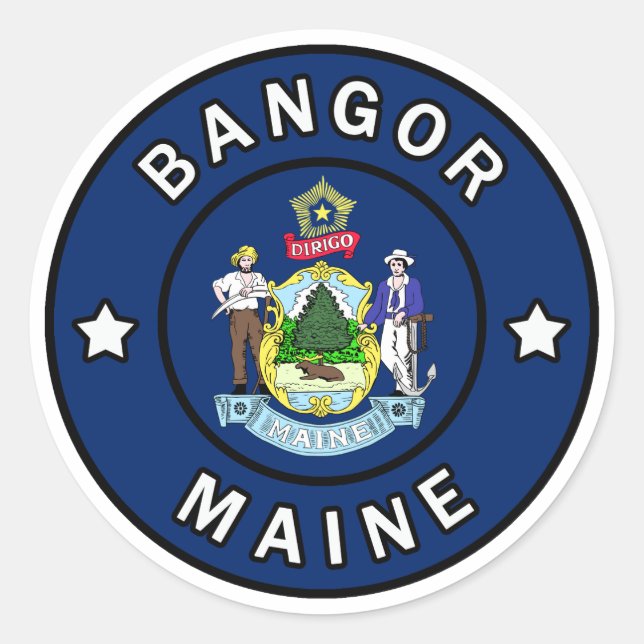 Bangor Maine Runder Aufkleber (Vorderseite)