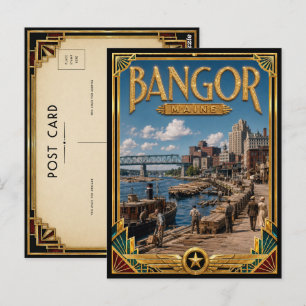 Bangor Maine Vintage Art Deco Golden Age Postkarte