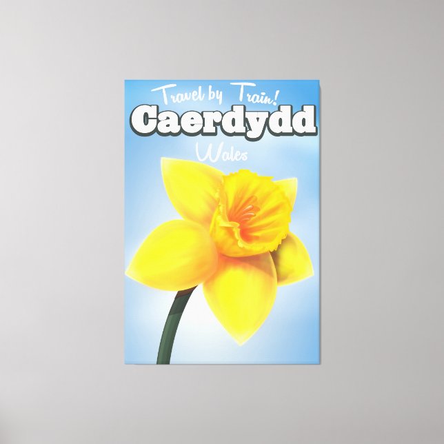 Bangor, Wales Vintag Daffodisches Reiseposter Leinwanddruck (Vorderseite)