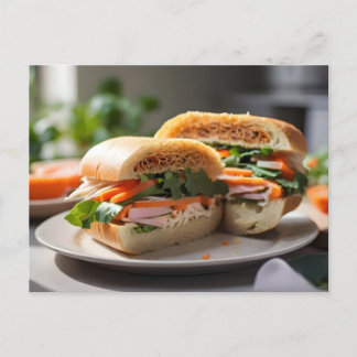 Banh Mi Sandwich auf einem Teller Postkarte