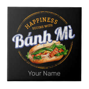 Banh Mi Street Food Baguette Vintage Vietnam Retro Fliese