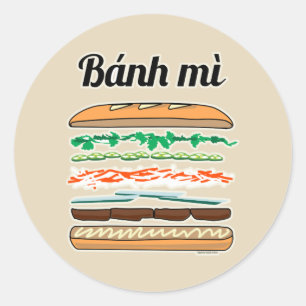 Banh Mi Vietnamese Sandwich französisches Brot Bag Runder Aufkleber