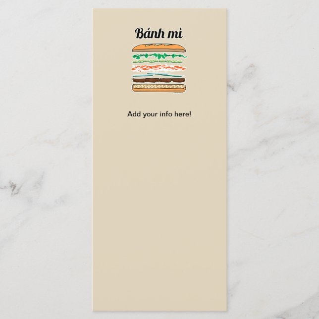 Banh MI vietnamesisches Stangenbrot des Menükarte (Vorderseite)