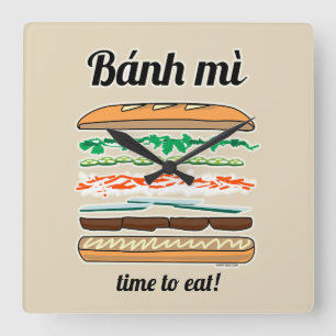 Banh MI vietnamesisches Stangenbrot des Quadratische Wanduhr