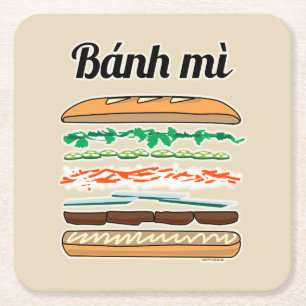 Banh MI vietnamesisches Stangenbrot des Rechteckiger Pappuntersetzer