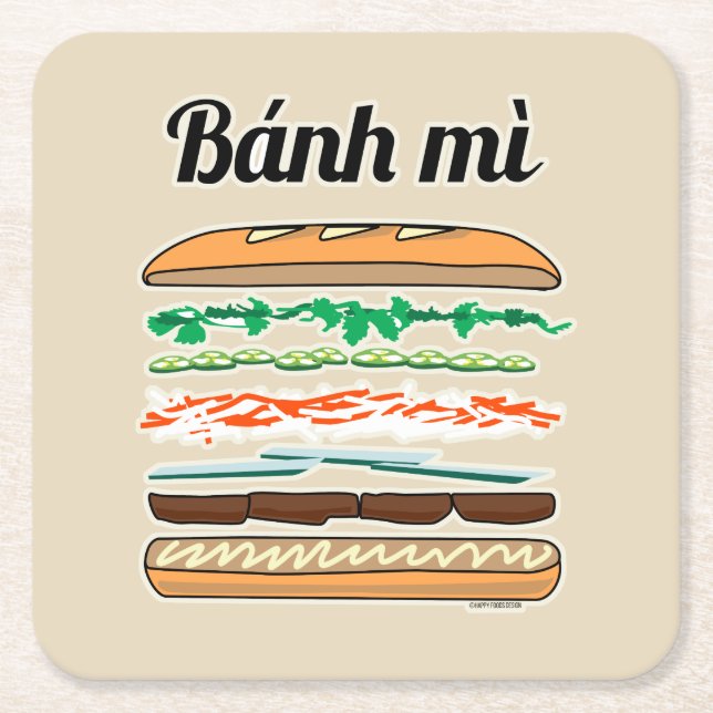 Banh MI vietnamesisches Stangenbrot des Rechteckiger Pappuntersetzer (Vorderseite)